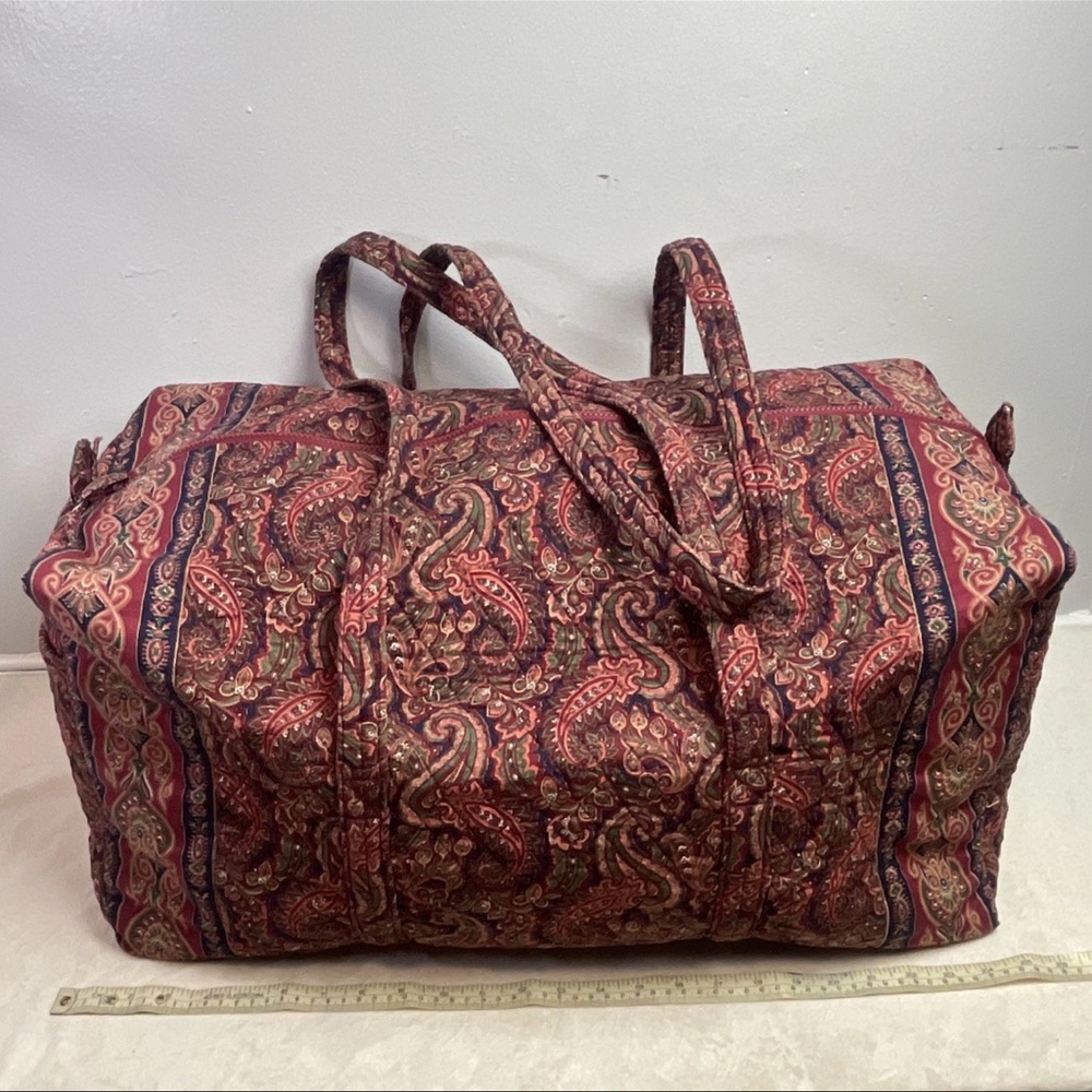 VTG Vera Bradley Designs Large Duffle Bag Cotton Quilted Indiana USA